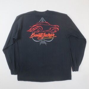 Vintage Barrett Jackson Shirt Mens Large Black Long Sleeve Graphic Logo‎
